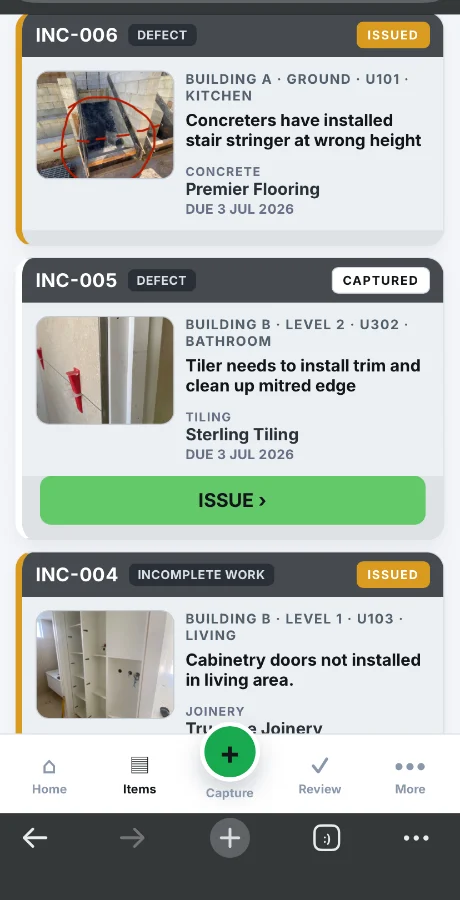 CleanRun IQ app home — handover readiness view
